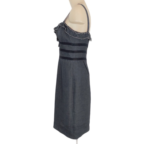 Oscar de la Renta Sundress Sz 8 Gray Runway Look Resort 2007 Ruffle Trim Pencil - Picture 3 of 8